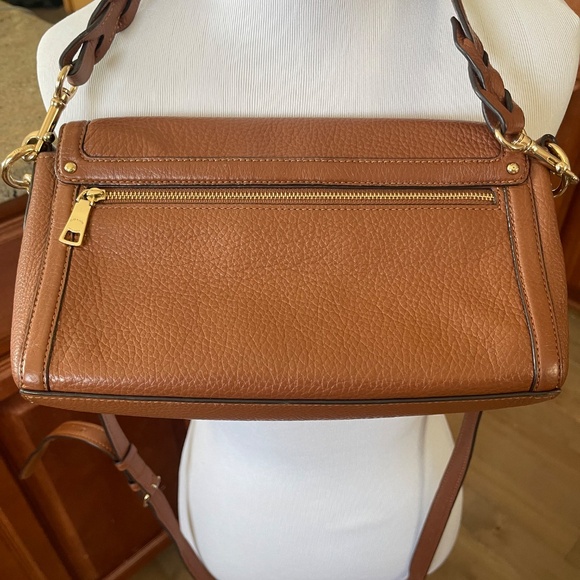 Coach D2092-1936 Brown Floral Appliqué Pebbled Leather Crossbody / Shoulder Bag - Picture 3 of 7